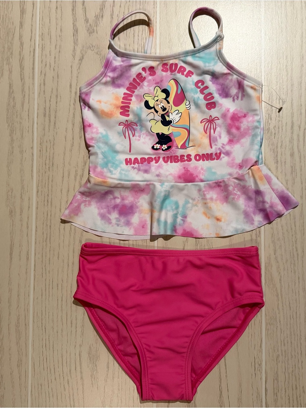 Disney Minnie Mouse Girls 3T Tie Dye 2pc Swimsuit Set NWOT
